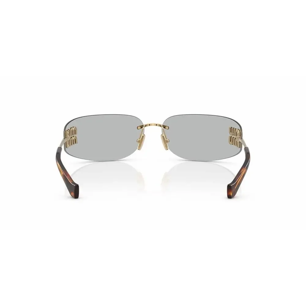 MIU MIU MU A51S 5AK50K Gold Light Grey Lens Women Wrap Sunglasses AUTHENTIC